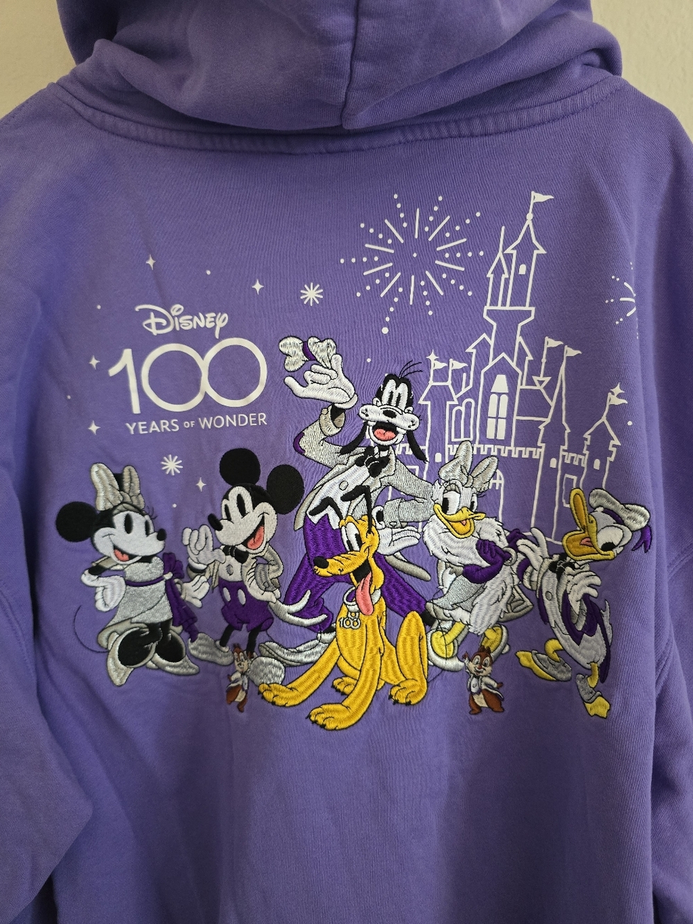 Disney Purple 100 Years Embroidered Mickey And Friends Hoodie Sz XXL